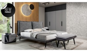 Łóżko tapicerowane Forli z wbudowanym stelażem